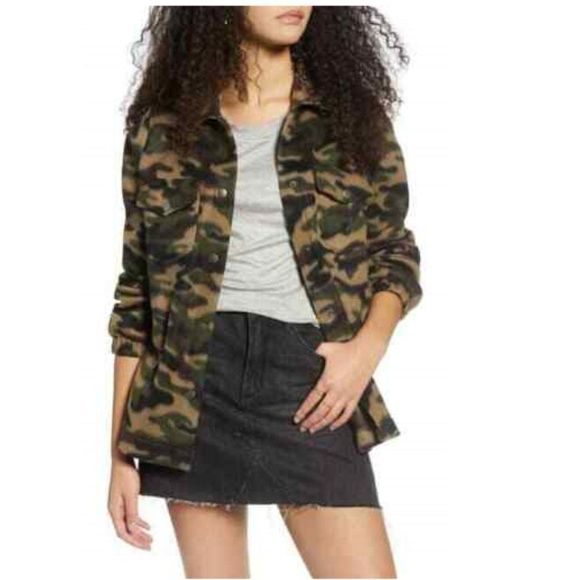 BP Cozy Fleece Jacket Sweater Snap‎ Button Camo Top Size XXS Extra Extra Small - Picture 1 of 7